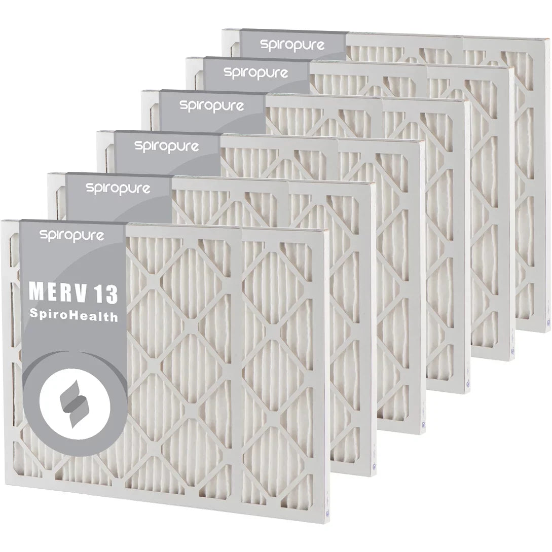 SpiroPure 20x36x1 MERV 13 Pleated Filter Air Filters - Made in USA (6 Pack)