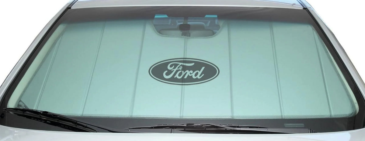 Covercraft UVS100 Custom Sunscreen with Black  Oval logo for 2015-2019  Transit-150, 2015-2019 Transit-250, 2015-2019 Transit-350, 2015-2019 Transit-350 HD | UFF11631SV | Silver