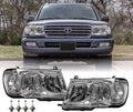 USR DEPO FJ100 Headlights - Headlamps Set (Left + Right) suitable with 1998-2005  Land Cruiser FJ 100 (Euro Style with Clear Corner ONE Piece Design)