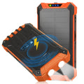 Solar Power Bank 20000mAh Built-in 4 Cables Qi Wireless Charger For BLU G50 Mega with LED Flashlight Solar Portable External Battery IPX4 Waterproof 15W 5V/3A USB C Port 6 Outputs 3 Inputs