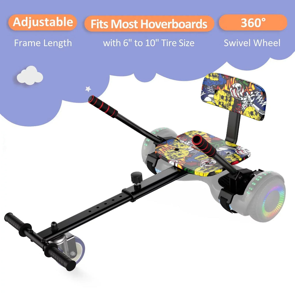 Hoverboard Seat Attachment, Adjustable Hoverboards Accessories, matching with 6.5"/ 8"/ 10" Hoverboards for Kids, Graffiti