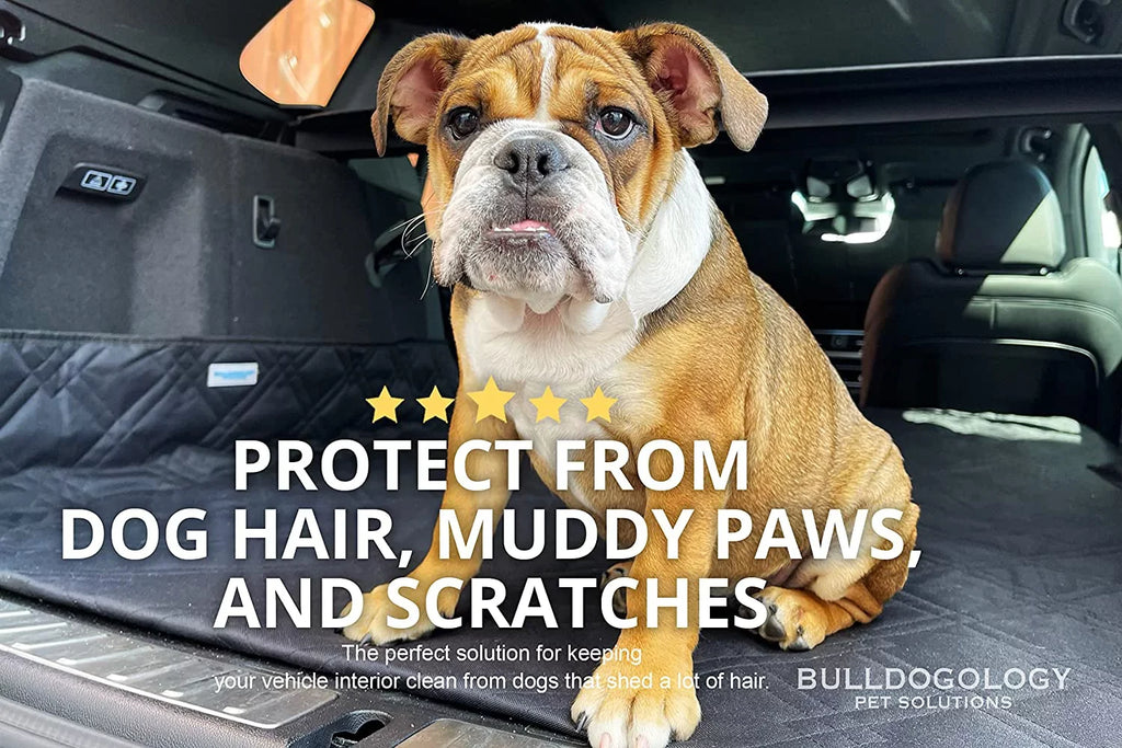 Bulldogology SUV Cargo Liner for Dogs - Heavy Duty Pet Trunk Cargo wrap - Dog Car Seat wrap Waterproof Nonslip - Dog Hair, Muddy Paws, Scratches wrap Protector for Cars Vans SUVs (X-Large, Grey)