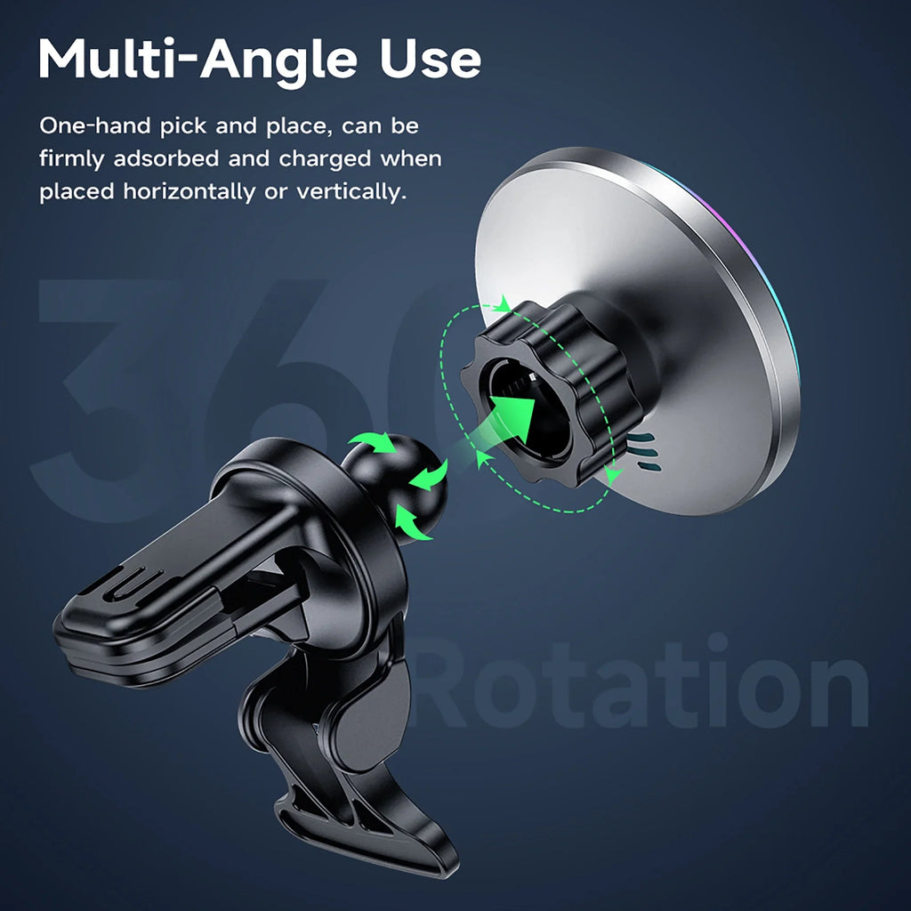 HOCO Magnetic Wireless Car Charger Air Vent Car Phone Holder Mount 15W QI Fast Charging matching for iPhone,,Huawei,etc