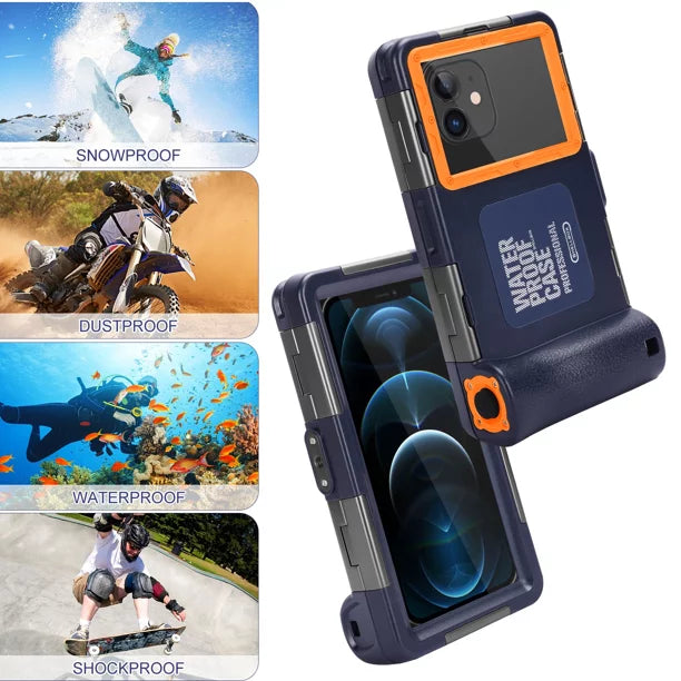 UrbanX Professional [15m/50ft] Swimming Diving Surfing Snorkeling Photo Video Waterproof Protective Case Underwater Housing for  Q31 And all Phones Up to 6.9 Inch LCD with Lanyard