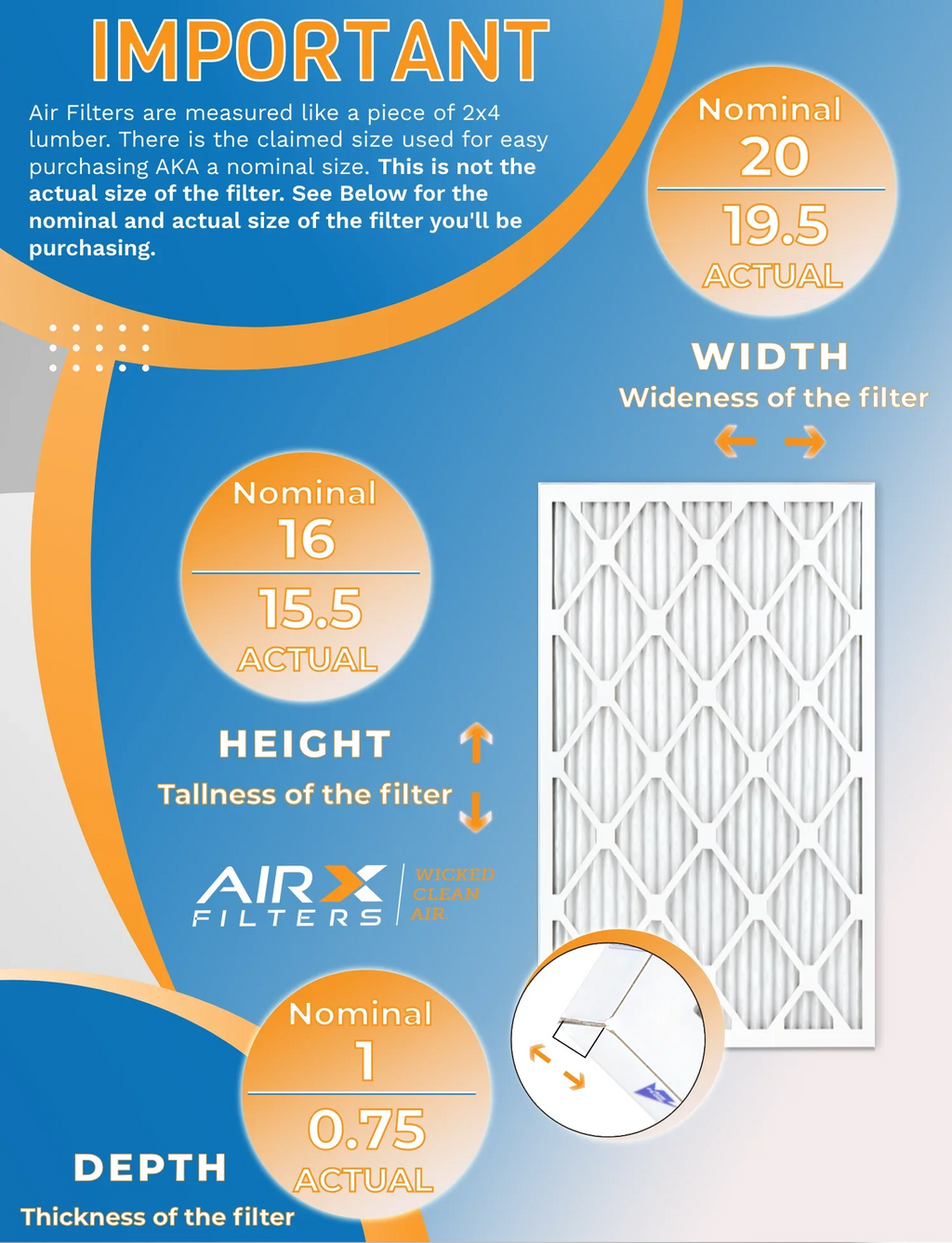 16x20x1 Air Filter MERV 8 Rating, 12 Pack of Furnace Filters Comparable to MPR 700 & FPR 5 - Made in USA by AIRX FILTERS WICKED CLEAN AIR.