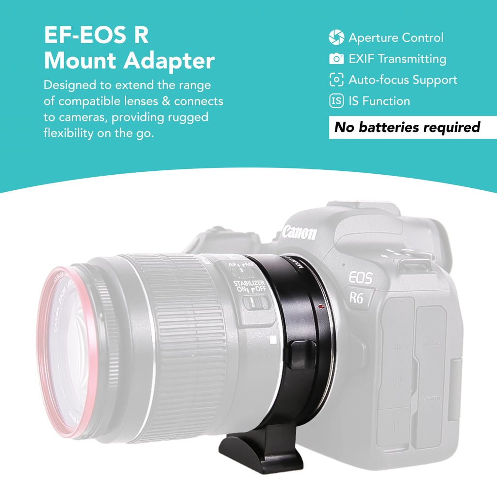 Foto&Tech EF-EOS R Mount Adapter, Auto-Focus Lens Mount Converter appropriate with EF EF-S Lens,  EOS R R5 R6 RP Mirrorless Digital Camera Body and Red Digital Cinema Mount