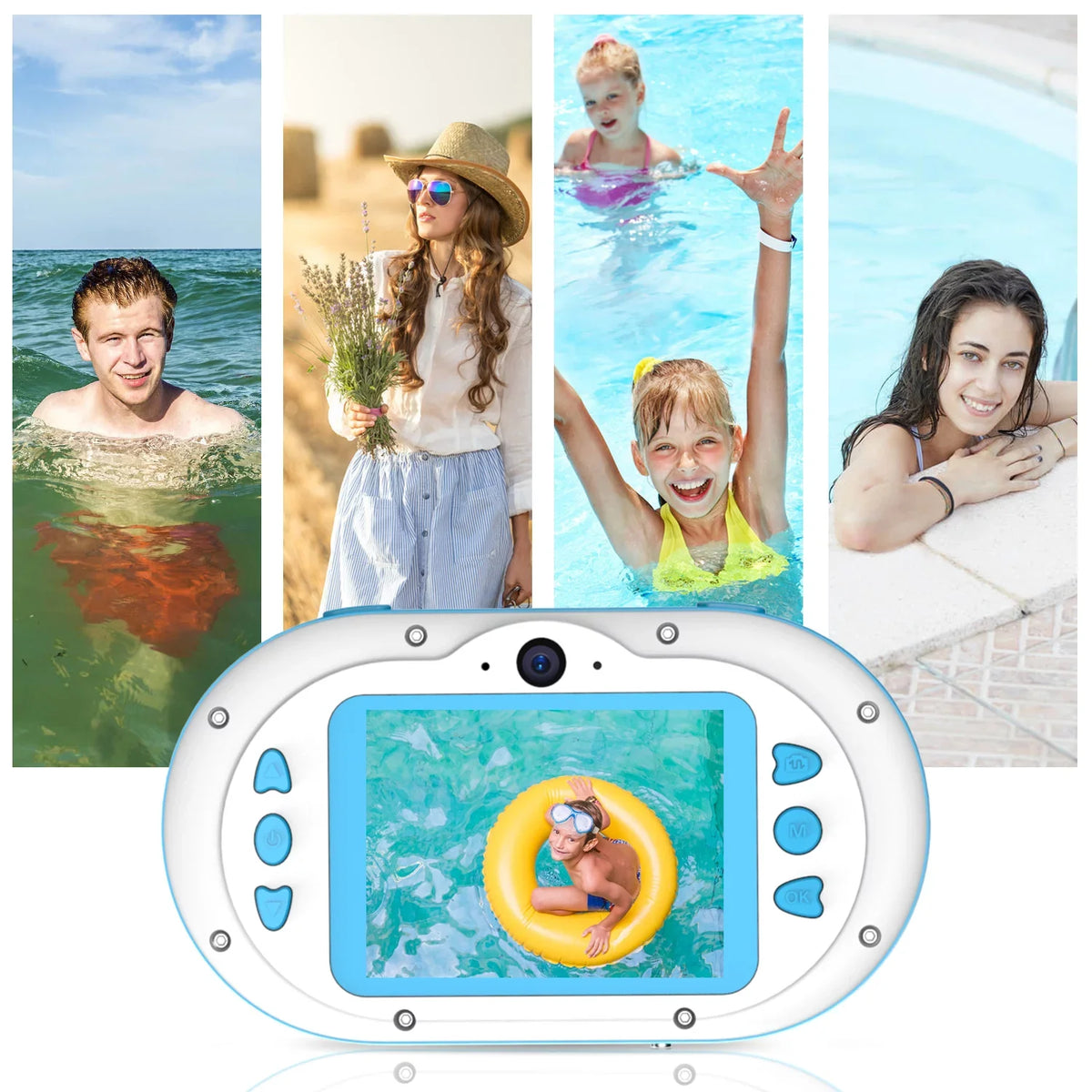Anself 8MP Digital Waterproof with Front and Rear Dual Cameras 2.4 Inch IPS  Screen One-click PhotoVideo Self-timer for 5s