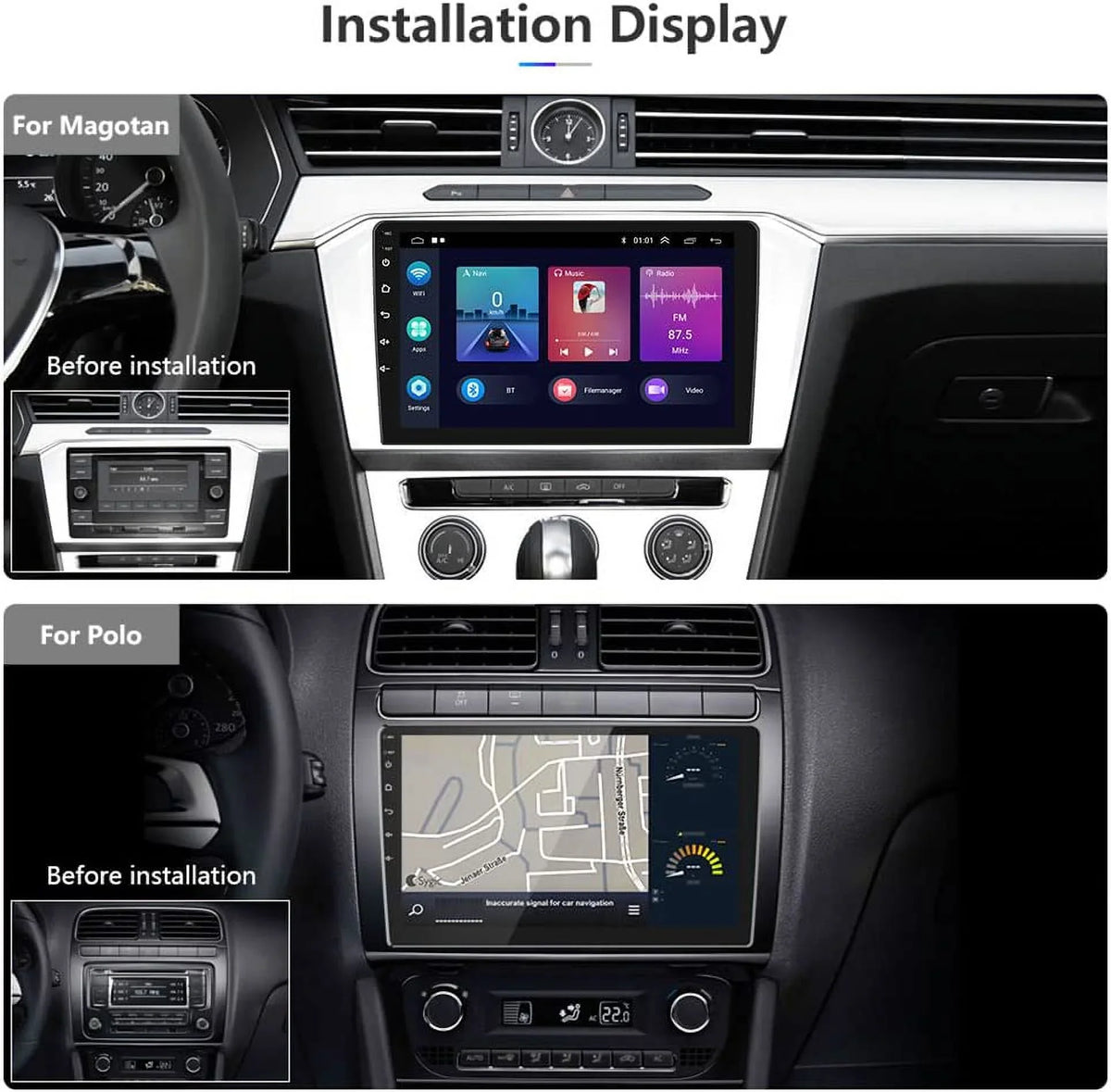 1G+32G Double Din Android 13 Car Stereo with Wireless Carplay Android Auto, 10.1 Inch Touch Screen Car Radio with HiFi/BT/GPS Navigation Support Fastboot Backup Camera WiFi Connection