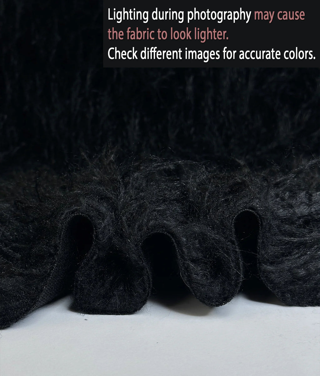 Faux Fake CURLY Yak FUR 3.5" LONG Pile Japanese Fire Retardant Yarn 2.3oz Per Yard / Craft, Sewing Cosplay 58" Wide Sold by Continuous Yard (Black)