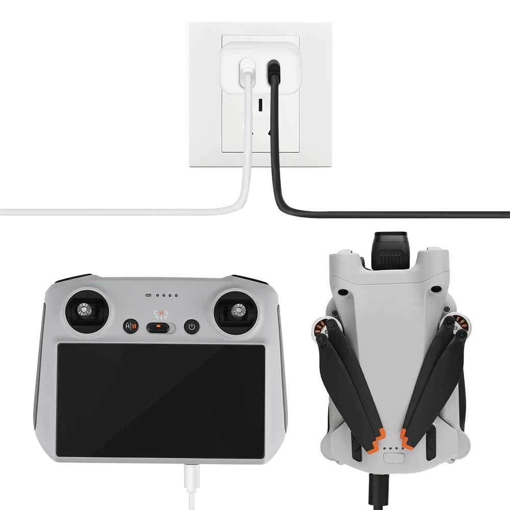 30W USB Charger with Type-C Cable Dual-Port Charging for DJI Mini 2/Mini 3 Pro Charging Parts