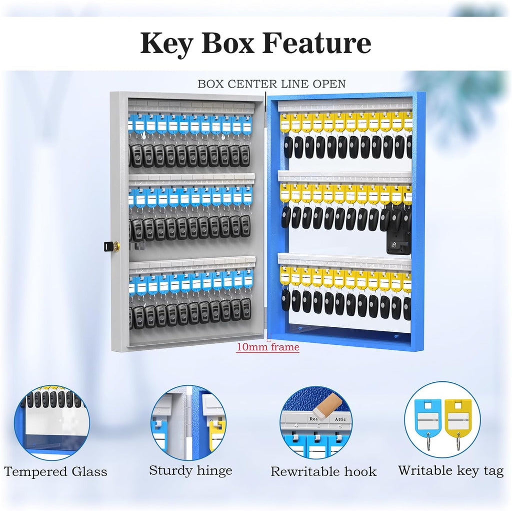 96 Key Lock Box Plus, Smart Key Cabinet Wall Mount, OTP Share Half-Remote Security Storage Lockbox, APP Bluetooth/Fixed Code for Car Dealership，，