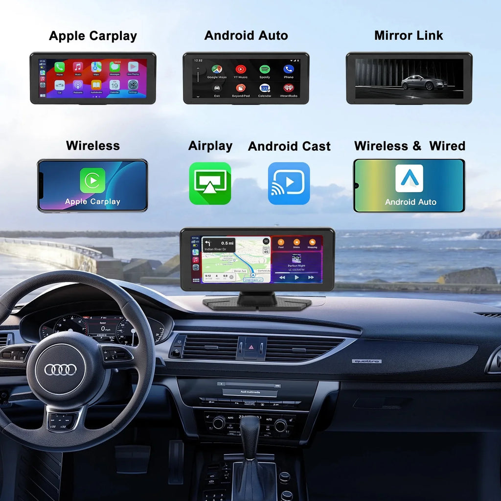 NEXPOW Carplay Touchscreen with 4K Dash Cam, Portable  Carplay & Android Auto Car Stereo, Car Audio Receivers with 1080p Backup Camera, GPS Navigation, Bluetooth (6.9inches)