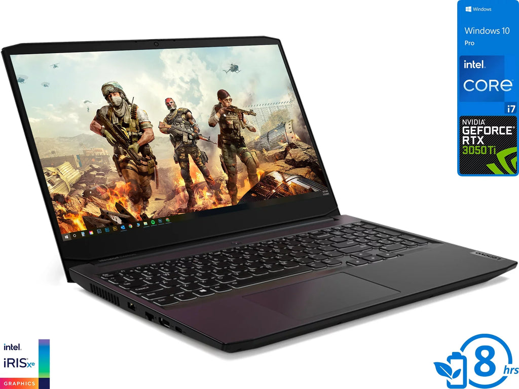 IdeaPad 3i Gaming Laptop, 15.6" 120Hz FHD Display,  Core i7-11370H Upto 4.8GHz, 16GB RAM, 256GB NVMe SSD + 1TB HDD, NVIDIA GeForce RTX 3050 Ti, HDMI, Wi-Fi, Bluetooth, Windows 10 Pro