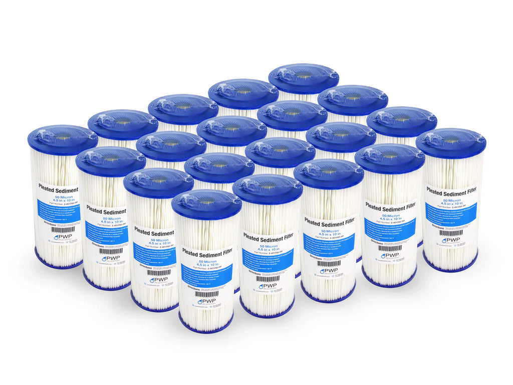 Pleated Poly aqua Filter Cartridge 10x4.5" 50 Micron 20 Pack
