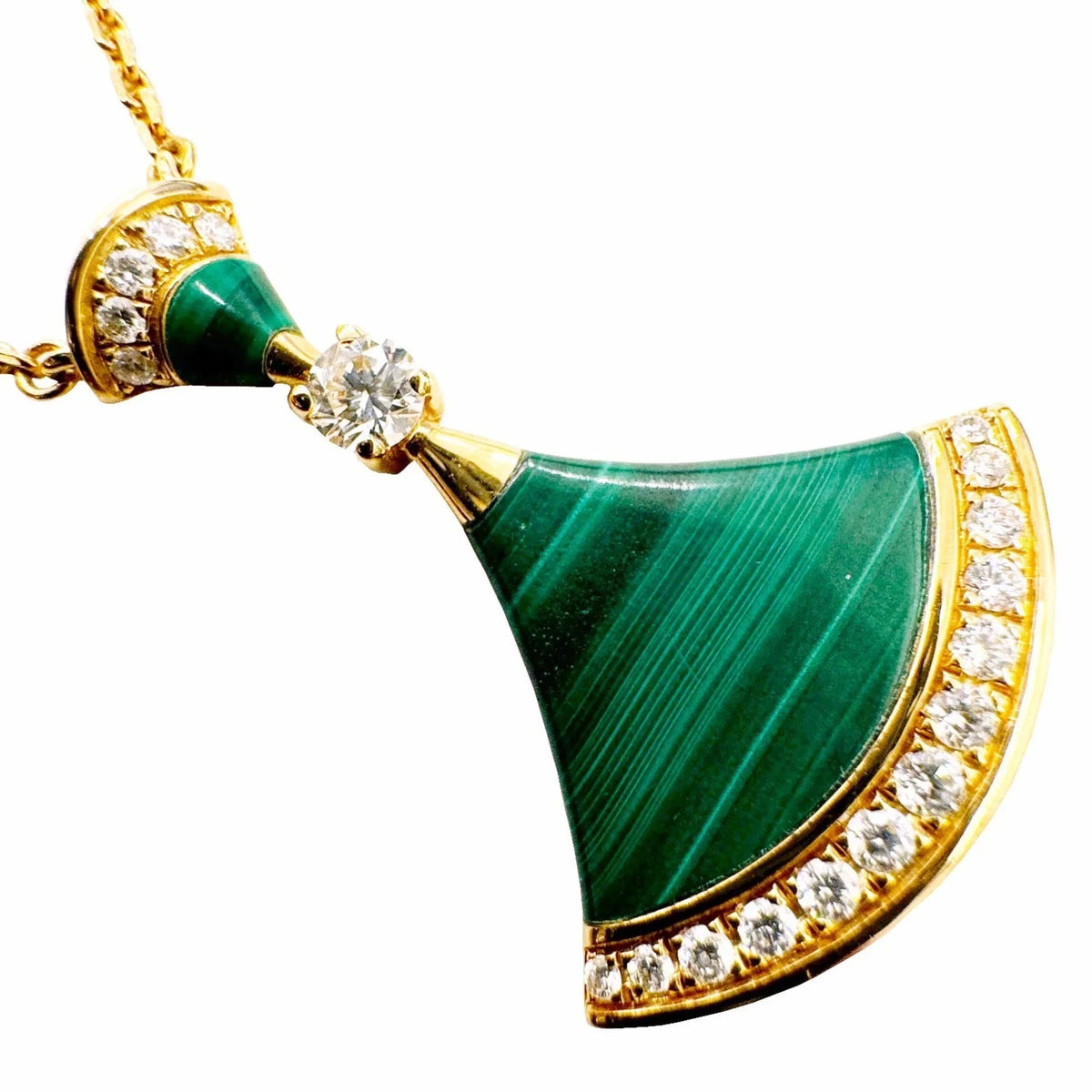 Pre-Owned BVLGARI Bvlgari Diva Dream Necklace Malachite Diamond K18PG D0.28ct Pink Gold 7.3g Ladies Pendant (Good)