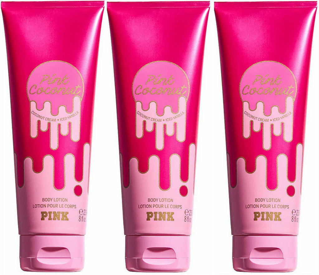 Set of 3. oz. PINK/Victoria's Secret Pink Coconut Body Lotion 8fl