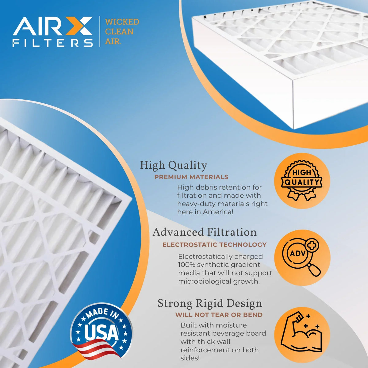20x20x5 Air Filter MERV 11 Comparable to MPR 1000, MPR 1200 & FPR 7 appropriate with ReservePro 4531 Premium USA Made 20x20x5 Furnace Filter MERV 11 by AIRX FILTERS WICKED CLEAN AIR.