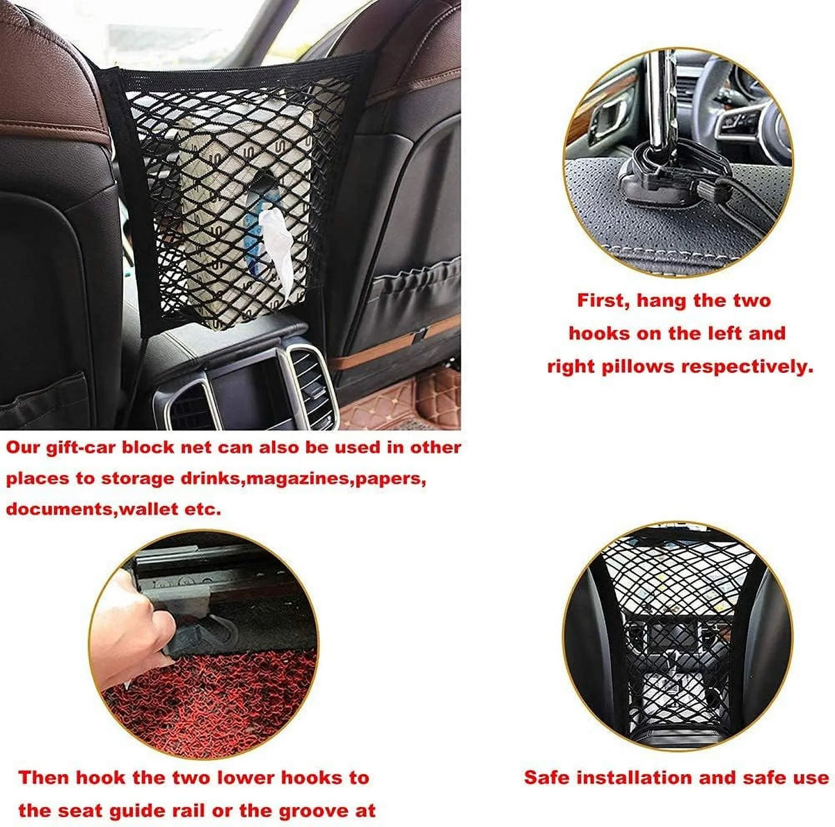 Dog Car Barriers—Heavy Duty Adjustable Wire Pet Cars Barrier with Front Seat Mesh in Black—Safety Travel Dividers Fence for Vehicles, SUV, Cars