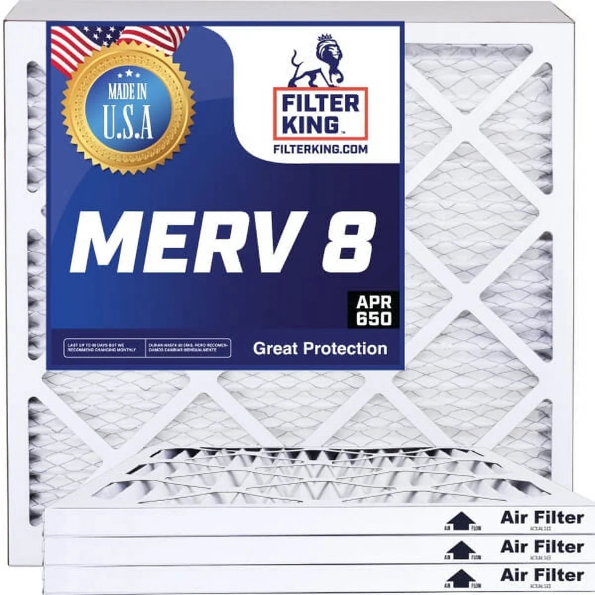 Filter King 14x23x1 Air Filter | 4-PACK | MERV 8 HVAC Pleated A/C Furnace Filters | MADE IN USA | Actual Size: 14 x 23 x .75"