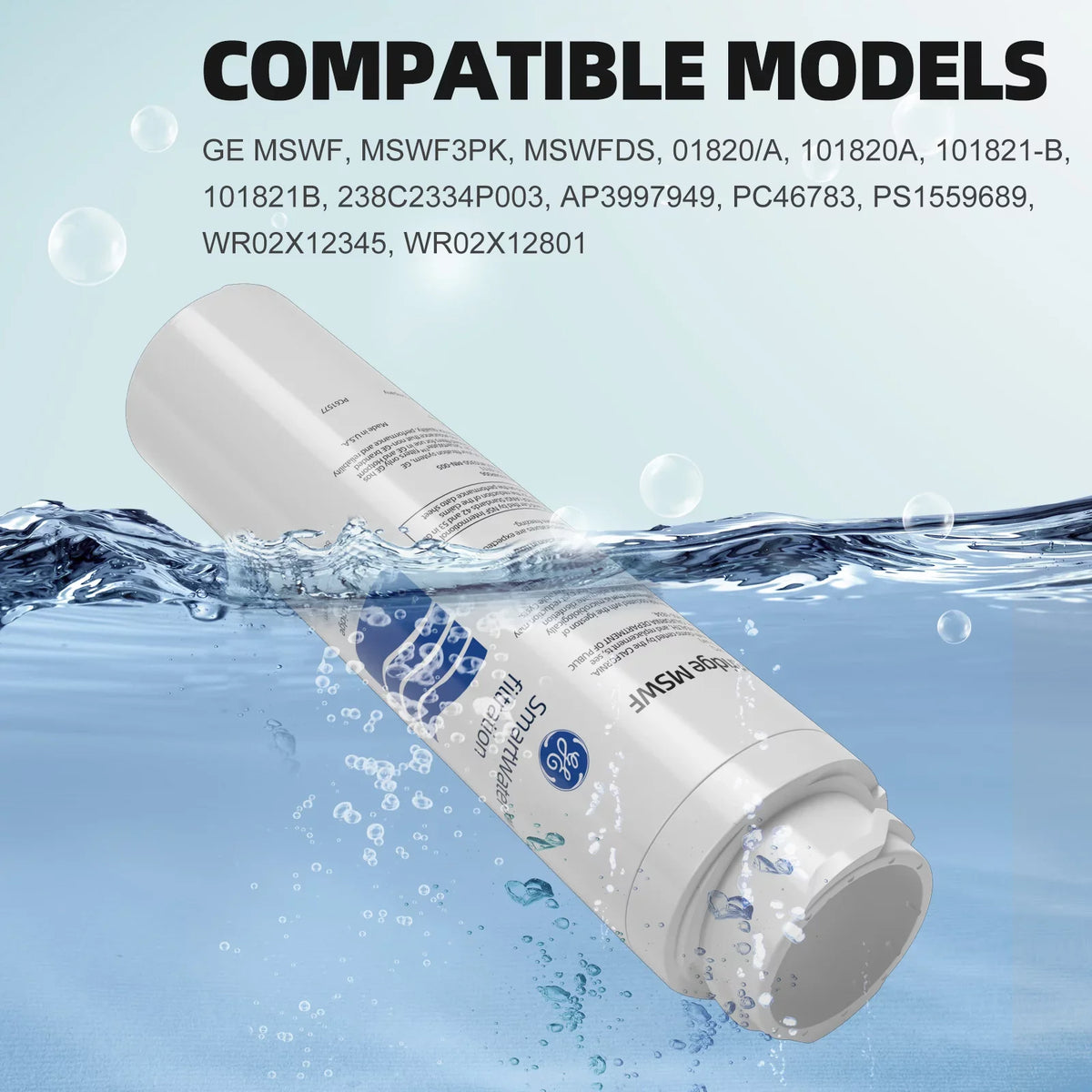 MSWF Refrigerator aqua Filter, Replacement for GE MSWF, Tier1 RWF1062, Aquafresh WF282, Arrowpure APF-1800, AQUACREST AQF-MSWF and Ice Pure RWF1500A Pack of 6