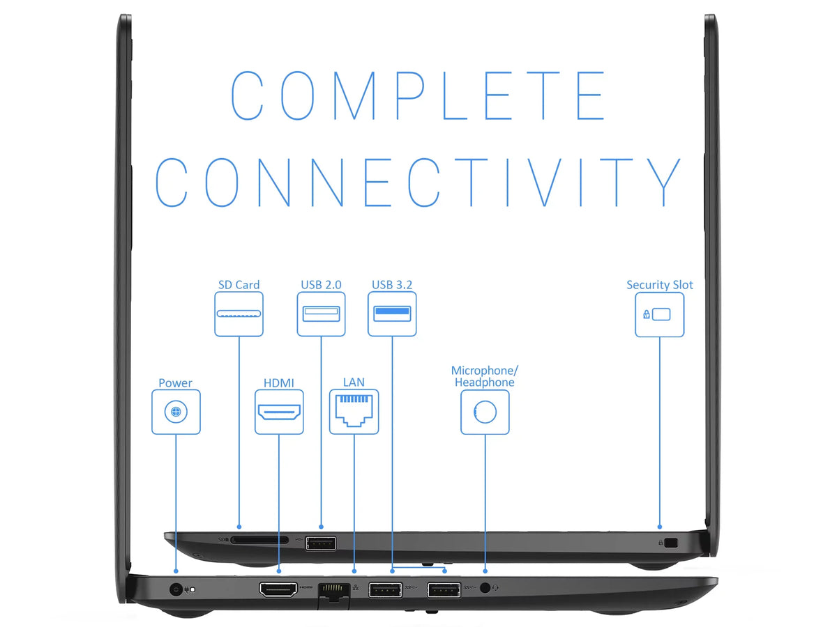 Inspiron 3493 Laptop, 14" FHD Display,  Core i5-1035G4 Upto 3.7GHz, 16GB RAM, 1TB NVMe SSD, HDMI, Card Reader, Wi-Fi, Bluetooth, Windows 10 Pro