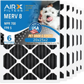 6 Pack. 20x25x2 Air Filter Odor Eliminator Carbon Filter MERV 8 Comparable to MPR 700 & FPR 5 AC HVAC Premium USA Made 20x25x2 Furnace Filters by AIRX FILTERS WICKED CLEAN AIR