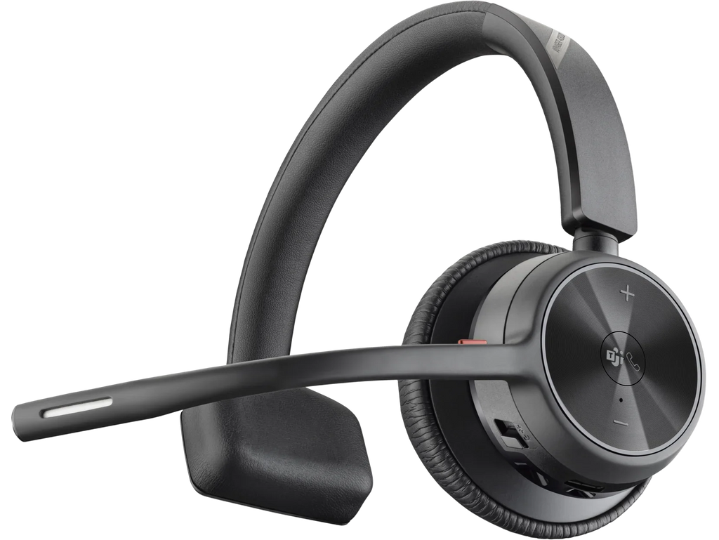 Poly Voyager 4310-M  Teams Certified Headset With Charge Stand - Stereo, Mono - Wired/Wireless - Bluetooth - 164 ft - 20 Hz - 20 kHz - Over-the-head - Binaural - Ear-cup - 4.92 ft Cable - ...