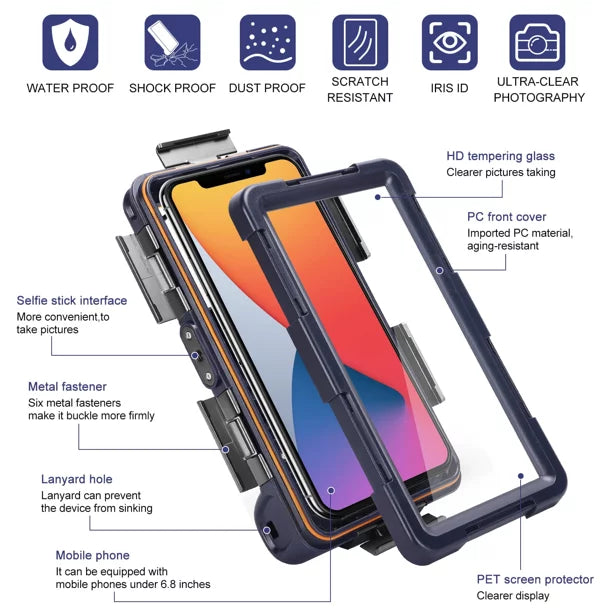 UrbanX Professional [15m/50ft] Swimming Diving Surfing Snorkeling Photo Video Waterproof Protective Case Underwater Housing for  Mi 9 And all Phones Up to 6.9 Inch LCD with Lanyard