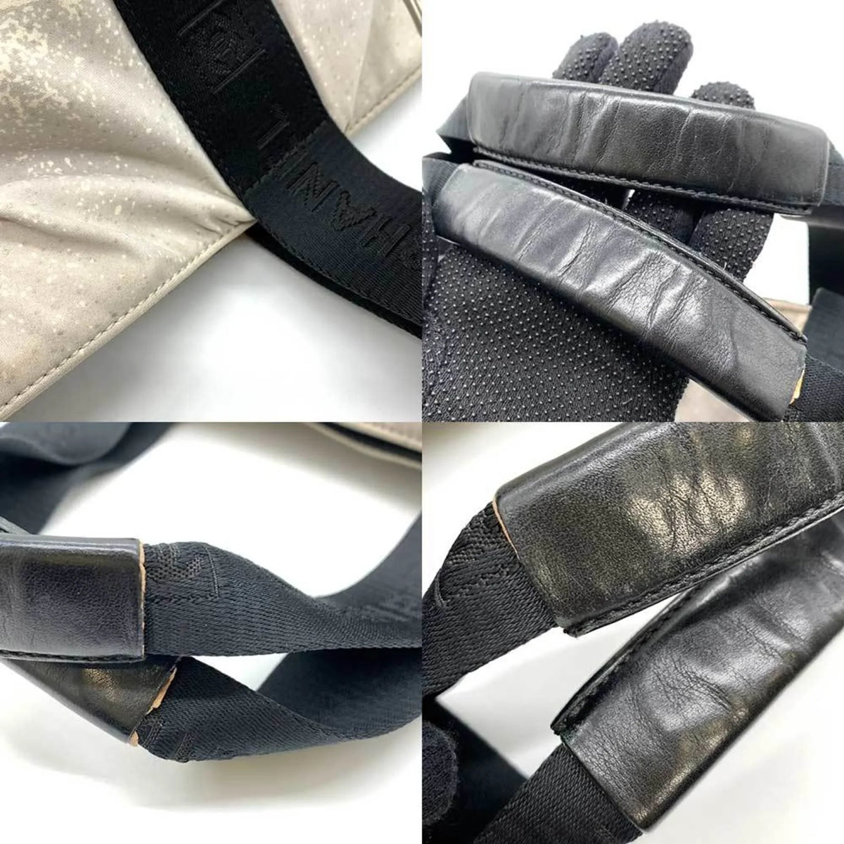 Pre-Owned CHANEL Bag Sports Line High Summer Handbag Black x Gray Tote Horizontal Wave Pattern Ladies Men's Nylon Canvas (Fair)