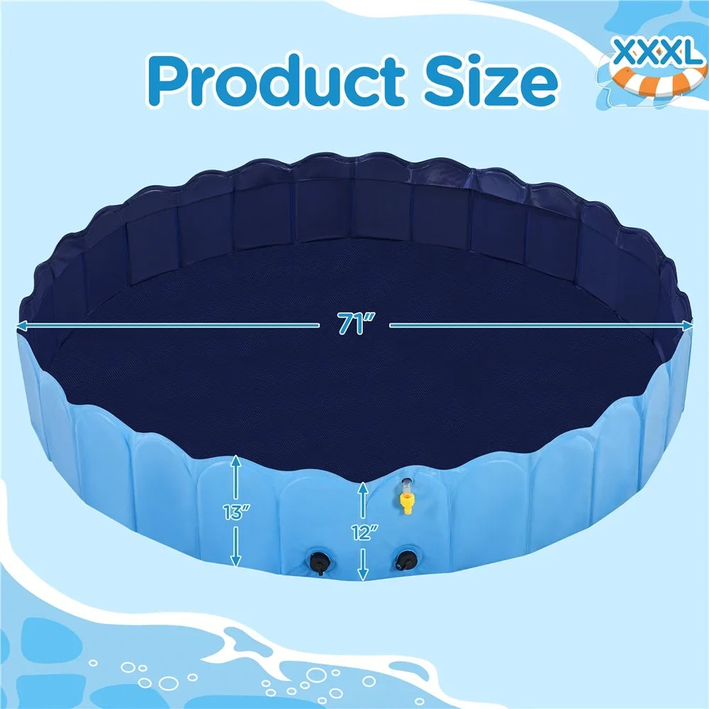Alden Design Foldable Dog Swimming Pools with Sprinkler Indoor and Outdoor, Blue XXXL