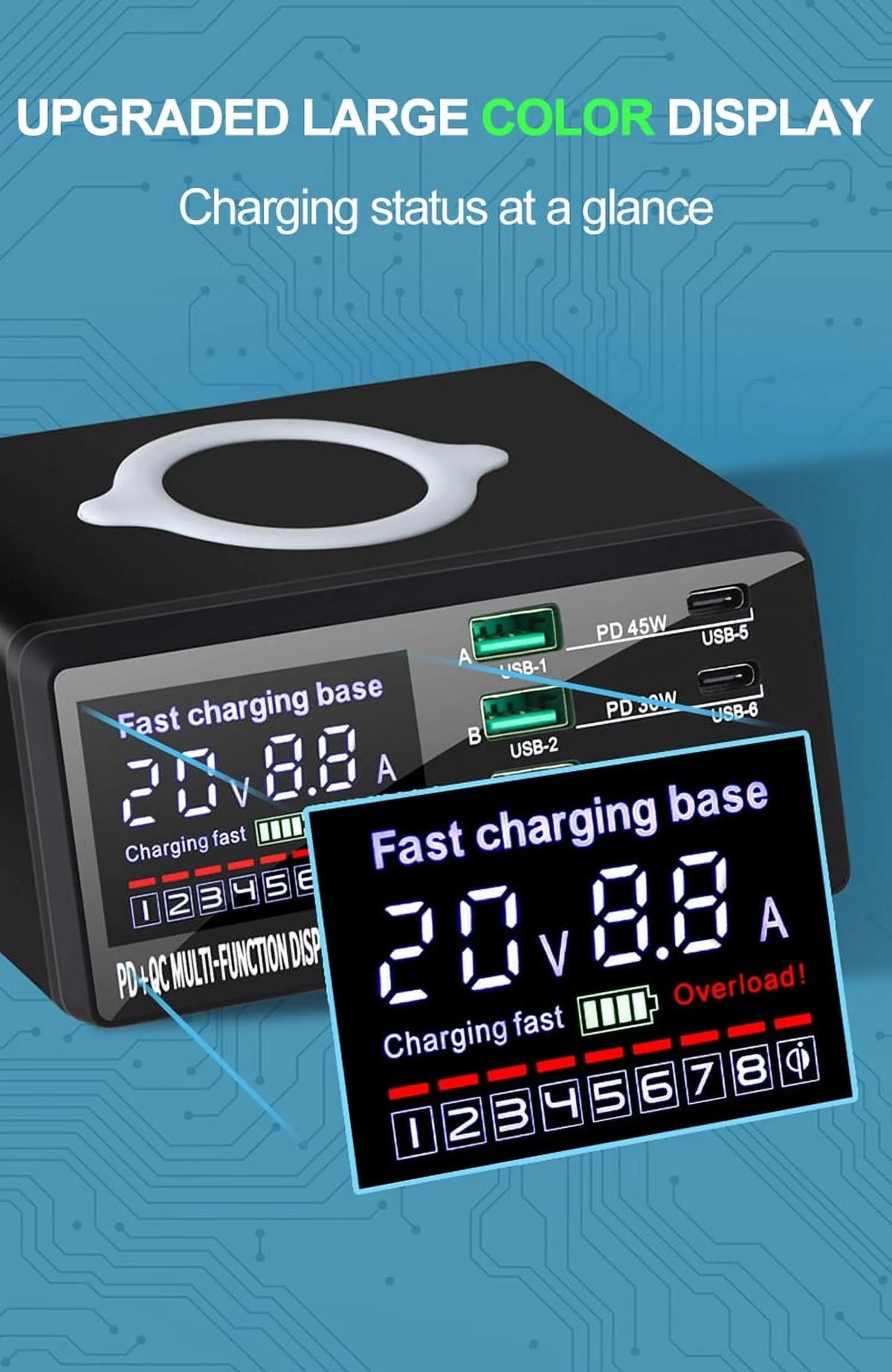 RIWPKFH 110W USB Charger Adapter Wireless Charger Charging Station PD USB C Fast Phone Charger For iPhone 13 12 11  Huawei