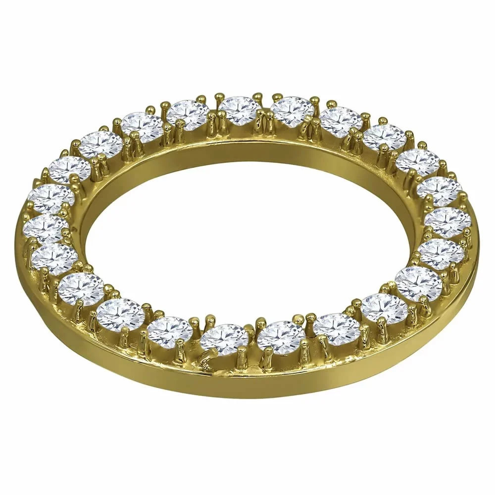 Solid Stainless Steel 14K Yellow Gold Finish Simulated Diamonds Rolex Watch Custom Bezel 32mm Insert shield Case