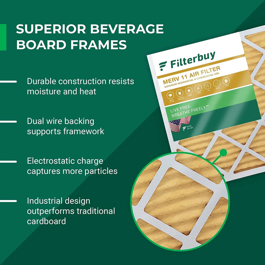 Filterbuy 14x28x1 MERV 11 Pleated HVAC AC Furnace Air Filters (4-Pack)
