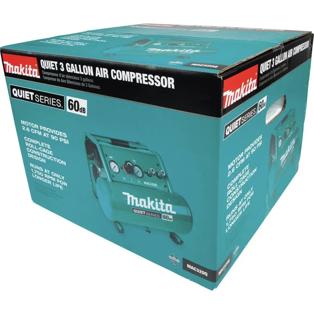 Makita MAC320Q Quiet Series 1-1/2  3 Gallon Oil-Free Hand Carry Air Compressor