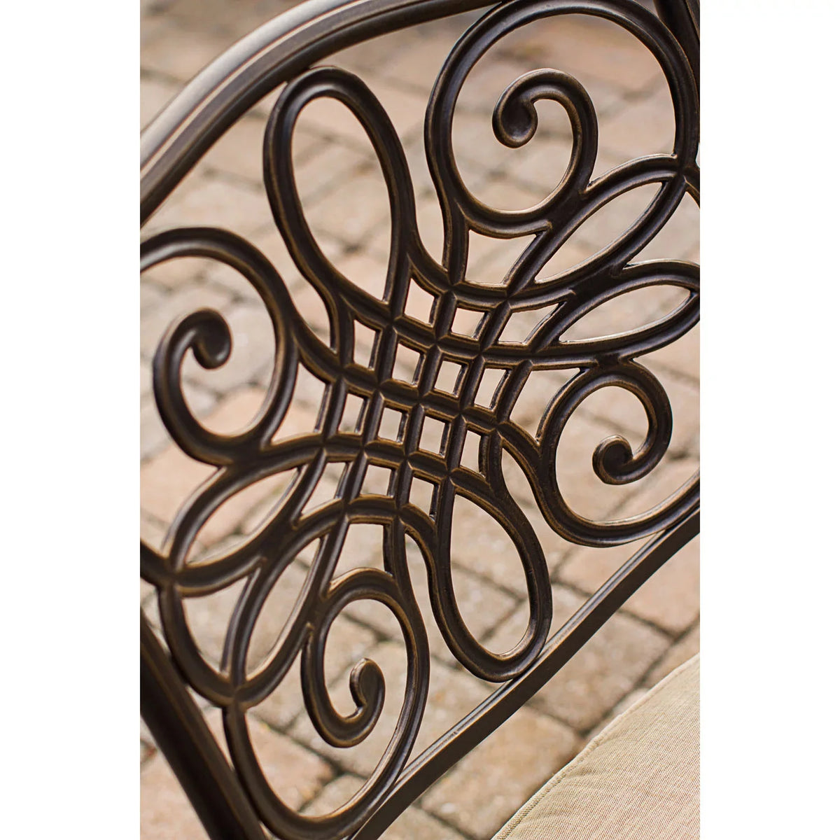 Round Table. Cambridge Seasons 3-Piece Tan Bistro Dining Set, Two Aluminum Swivel Rockers,32 in