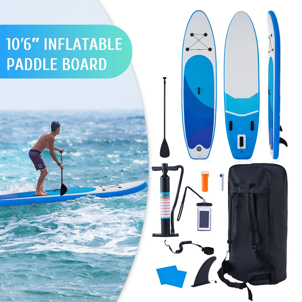 Preenex 10'6" Hybrid Paddle Board for Adults Inflatable SUP Board w Accessory Set, Blue