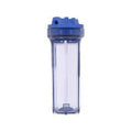 No pressure release.. Pentek 158116 10" Slim Line Filter Housing features a clear sump and 1/4" Female Pipe Threads