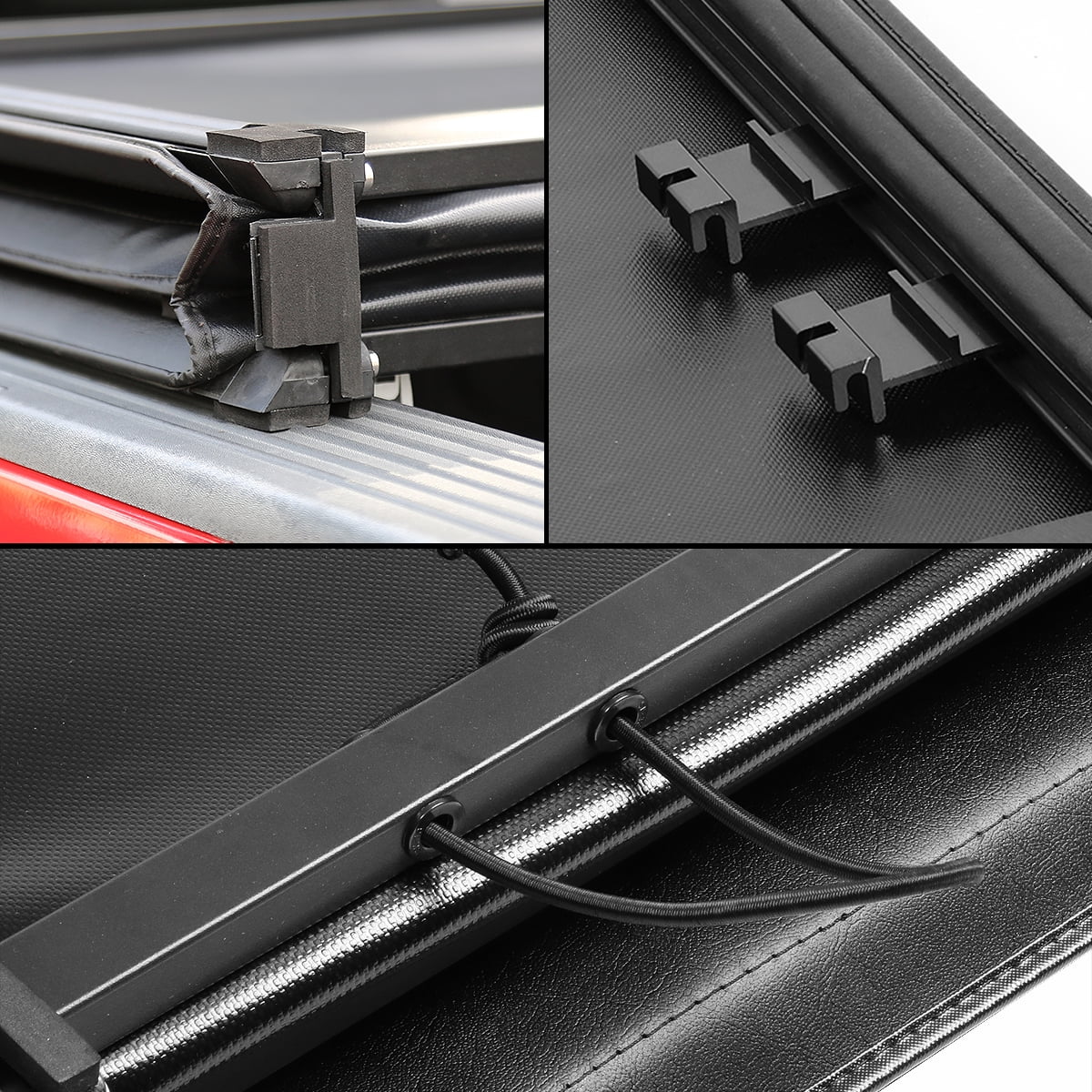 DNA Motoring TTC-TRISOFT-018 For 2009 to 2021 Ram Truck 1500 5.7' Bed Fleetside Tri -Fold Adjustable Soft Top Trunk Tonneau shield