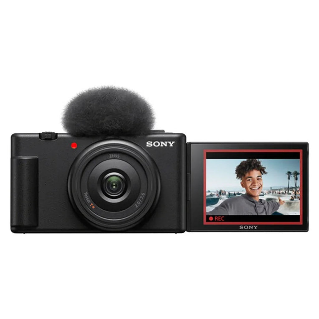ZV-1F Vlogging Camera (Black) with 2 Pack SanDisk 128GB Memory Card + Tripod + Case + ZeeTech Accessory Bundle