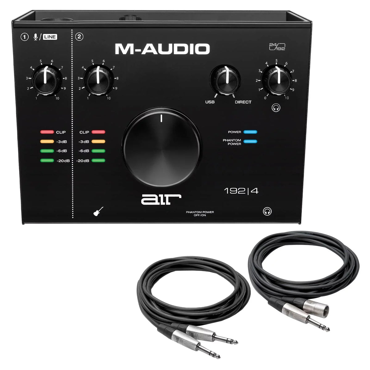 M-Audio AIR 192 | 4 2-In/2-Out 24/192 USB Audio Interface with Interconnect Cables Package
