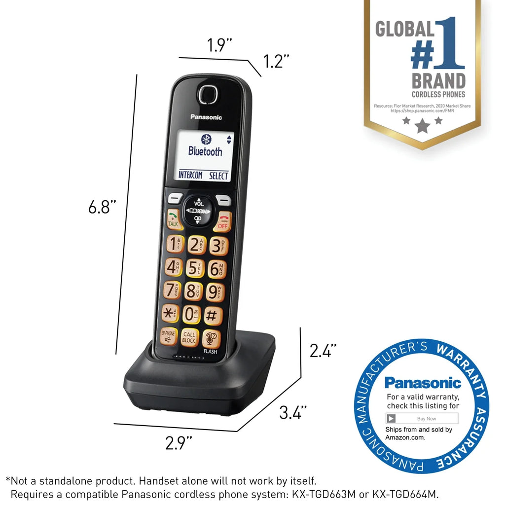 KX-TGD66x Cordless Phone Accessory Handset, KX-TGDA66M