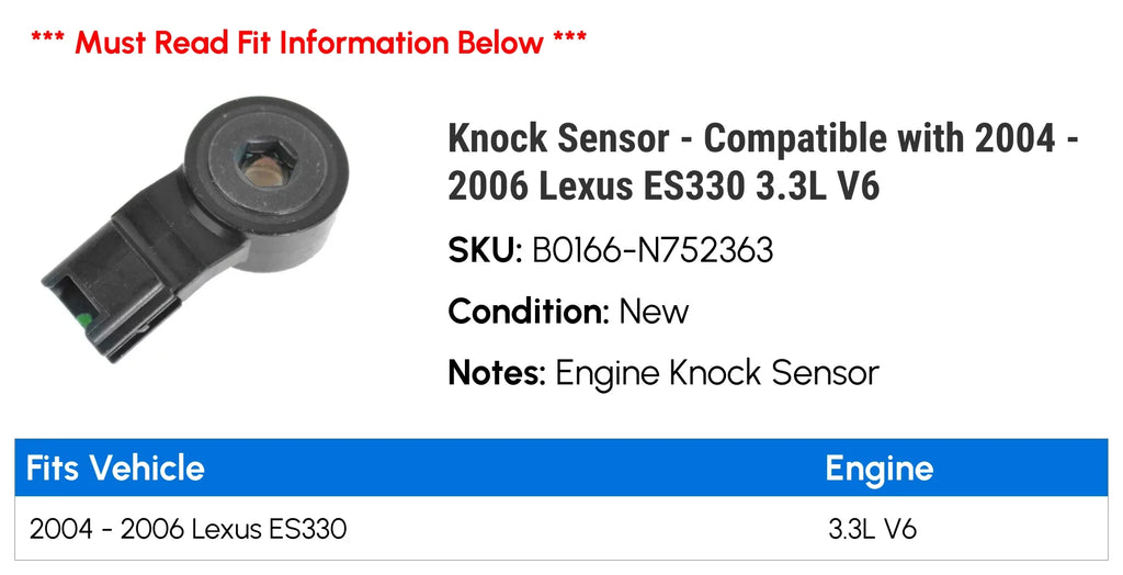 Knock Sensor - matching with 2004 - 2006 ES330 3.3L V6 2005