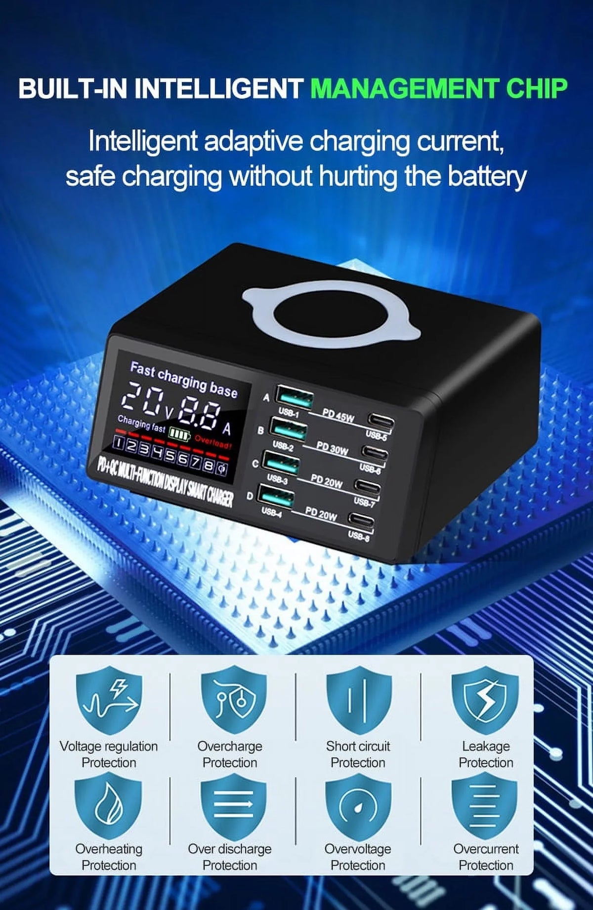 RIWPKFH 110W USB Charger Adapter Wireless Charger Charging Station PD USB C Fast Phone Charger For iPhone 13 12 11  Huawei