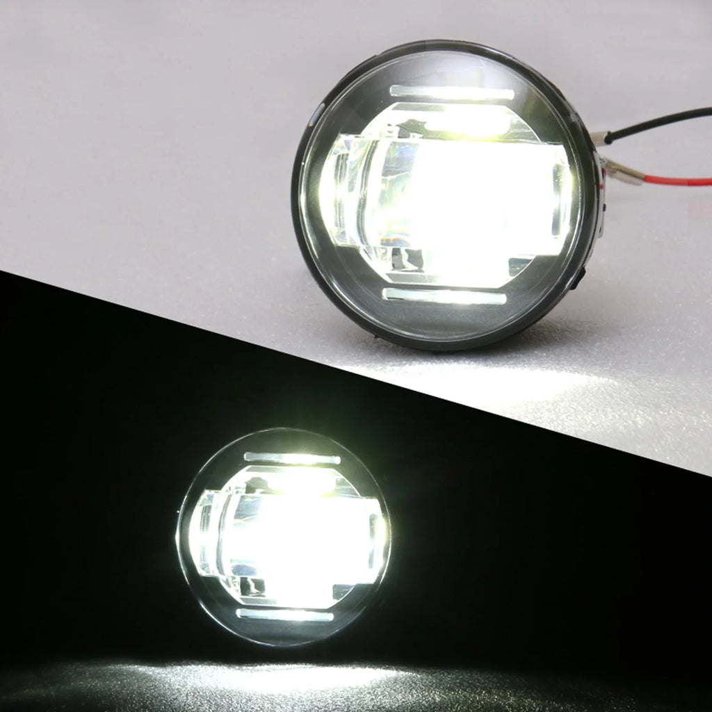 Ikon Motorsports suitable with  Mustang,  Focus,  Taurus X,  Transit Connect; Lincoln LS & Navigator Front LED Fog Lamp Foglight Pair LH RH Clear Lens W/ Wire Harness