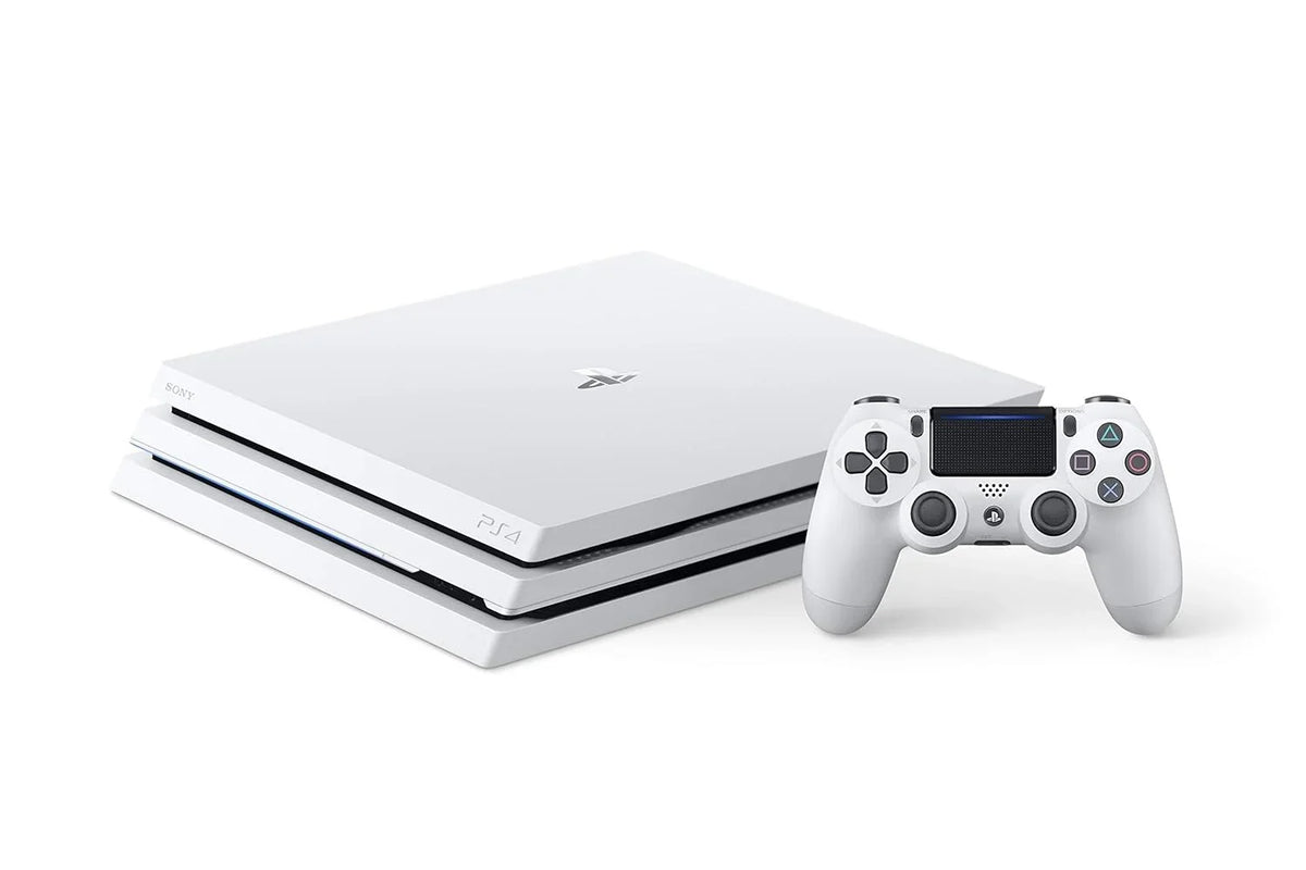 Pre-Owned  PlayStation 4 Pro 1TB Gaming Console Glacier White Headset With BOLT AXTION Cleaning Kit Bundle (Refurbished: Like New)