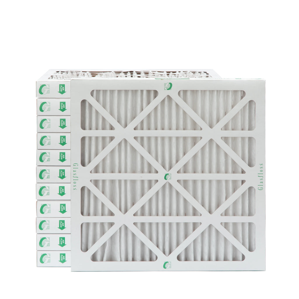 Actual Size: 23-3/8 x 23-3/8 x 1-3/4. 12 Pack of 24x24x2 MERV 10 Pleated 2" Inch Air Filters by Glasfloss