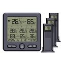 Digital Wireless Indoor  Thermohygrometer with 3 Remote Sensors 98ft/ 30m Backlight & Alarm Calibration Function Humidity  with 3 Transmitters elements Stations for Home Office