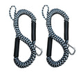Pactrade Marine vessel Pontoon Kayak PWC Jet Ski rubber strap Dock Line Mooring Rope 4'-5.5' with SS316 Snap Hook Salt and Fresh moisture Use 2 Pack (Black & White)