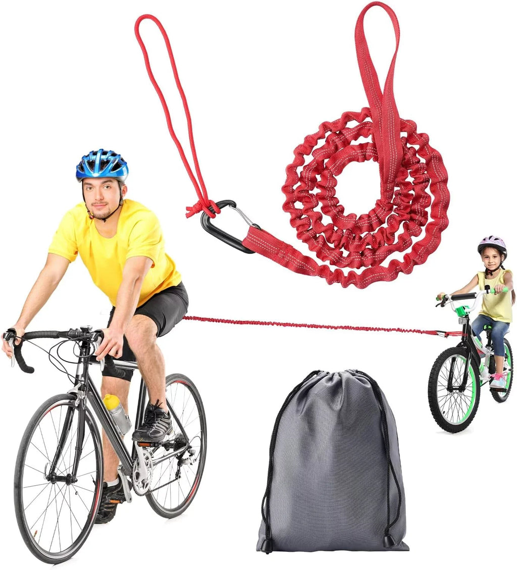 Bicycle Tow Rope Belt Strap Mountain Bike Parent-Child Pull Reflective Traction Portable Outdoor MTB Elastic Bicycle for Adult Kids Children