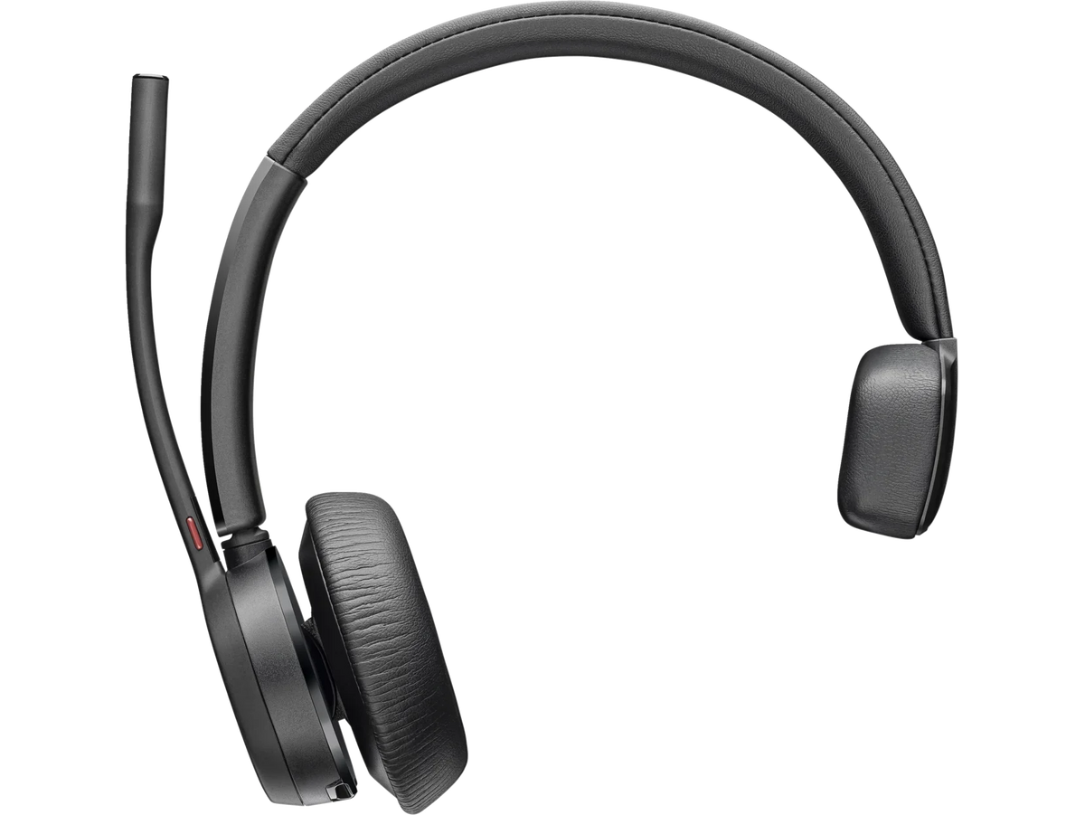 Poly Voyager 4310-M  Teams Certified Headset With Charge Stand - Stereo, Mono - Wired/Wireless - Bluetooth - 164 ft - 20 Hz - 20 kHz - Over-the-head - Binaural - Ear-cup - 4.92 ft Cable - ...